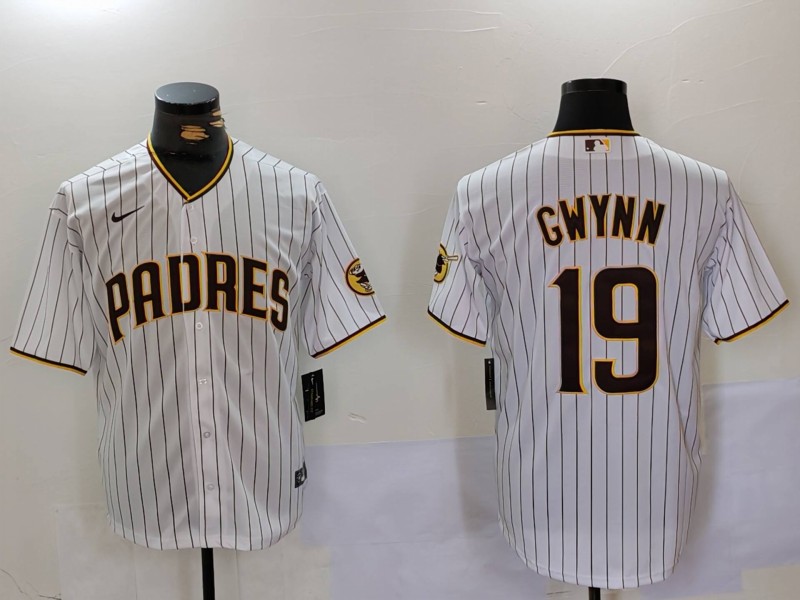 Men's San Diego Padres #19 Tony Gwynn White Stitched Jersey